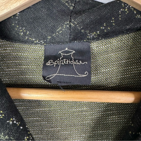 Vintage Spirittious Blue Plaid Full Button Knit Trench Coat L - Picture 5 of 6